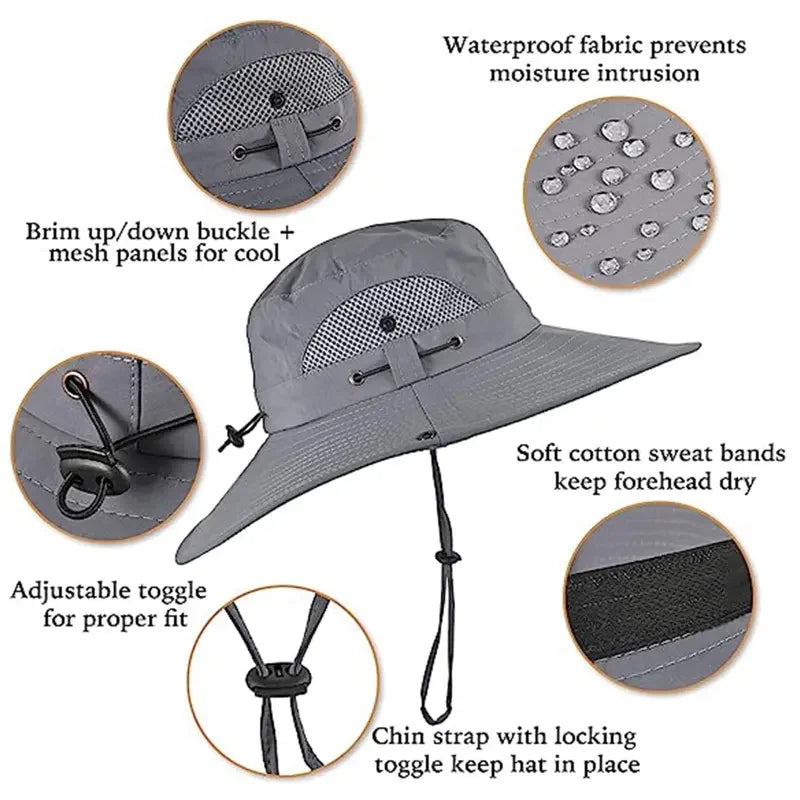 2026 Solar Fan Wide Brim Fishing Hat - UPF 50+ Sun Protection, Dual Solar Fans, Ideal for Men and Women,For Boyfriend Gift, Fish