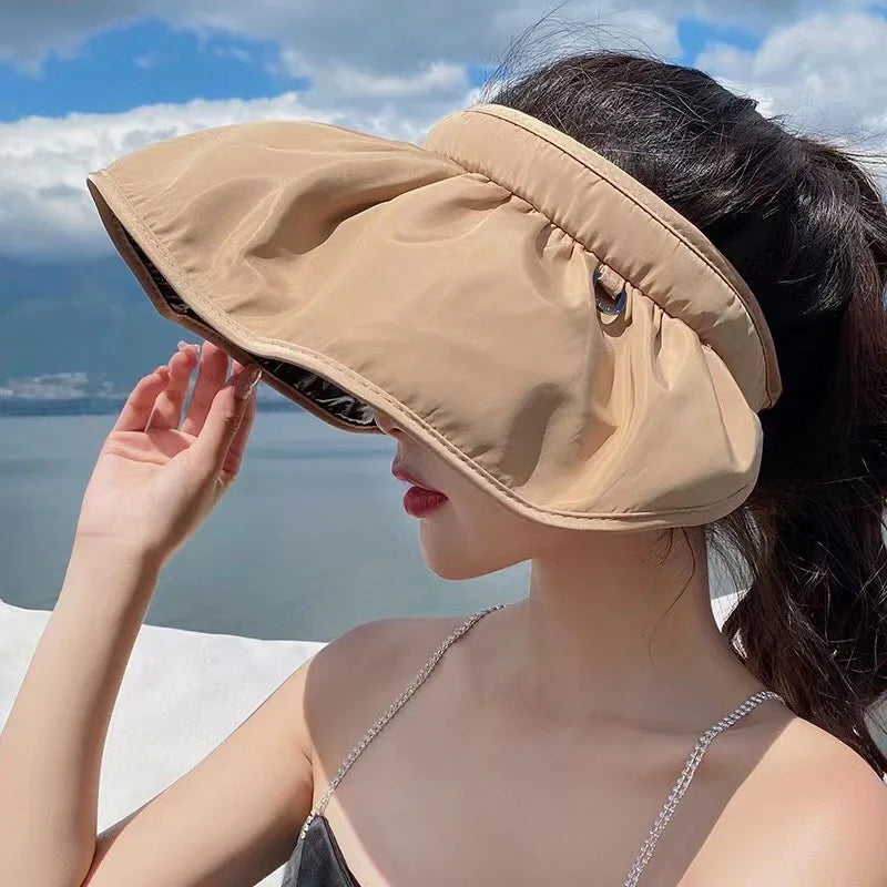 Women's Sun Visor Foldable Sun Hat Wide Brim Summer UV Protection Beach Hat