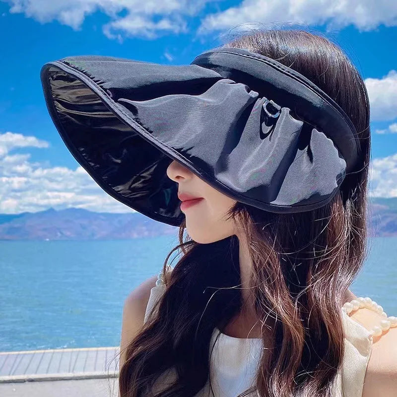 Women's Sun Visor Foldable Sun Hat Wide Brim Summer UV Protection Beach Hat
