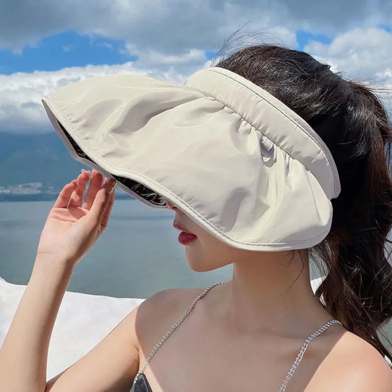 Women's Sun Visor Foldable Sun Hat Wide Brim Summer UV Protection Beach Hat